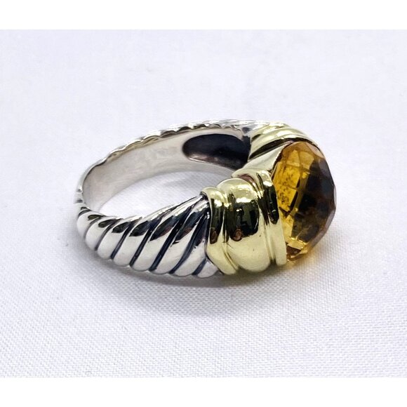 David Yurman 14K Gold & Sterling Silver Noblesse Citrine Ring - Picture 6 of 10